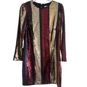 NWT ALI & JAY MEMBERS ONLY Sequin Mini Cocktail Evening Dress Rainbow Small $158
